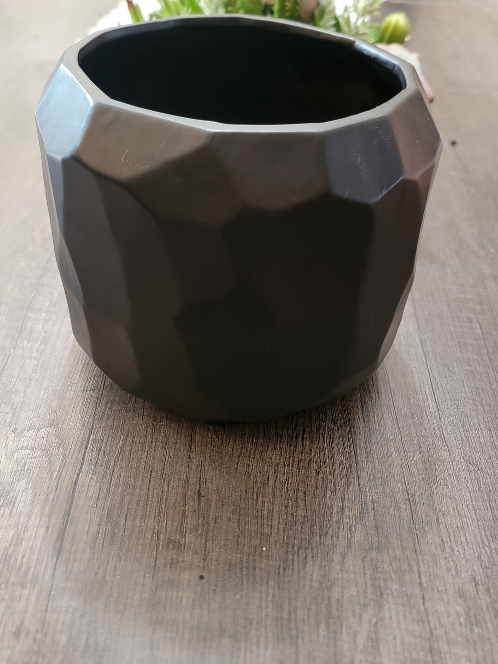 Faceted Matte Black Decorative Planter
